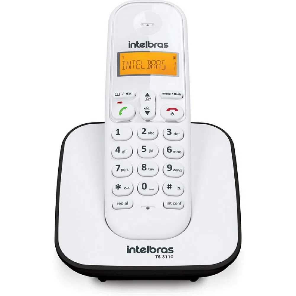 Telefone Sem Fio TS 3110 Branco e Preto Intelbras