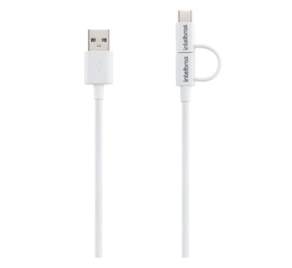 Cabo USB - Micro USB e USB - USB C Branco PVC 1,2m Intelbras EUABC 12PB