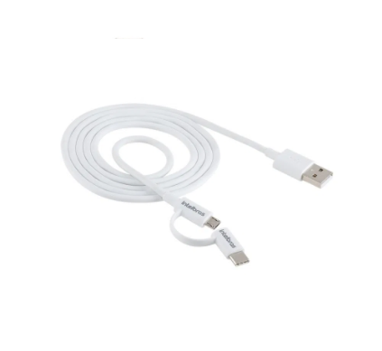Cabo USB - Micro USB e USB - USB C Branco PVC 1,2m Intelbras EUABC 12PB