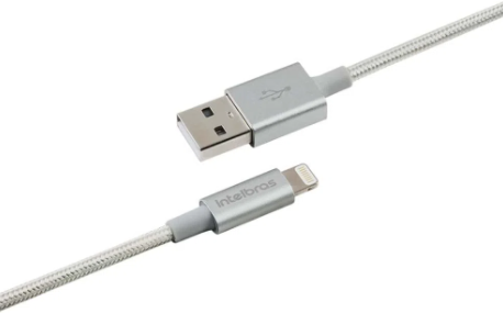 Cabo USB - Lightning Branco nylon 1,5m Intelbras EUAL 15NB