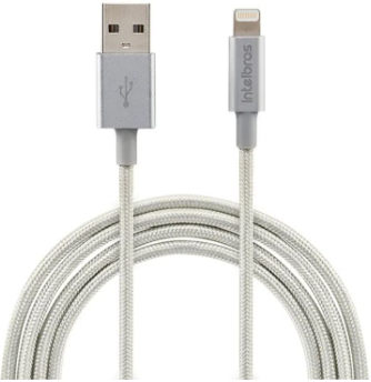 Cabo USB - Lightning Branco nylon 1,5m Intelbras EUAL 15NB