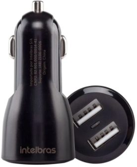 Carregador Veicular Universal USB 2 Portas Intelbras ECV 2 FAST