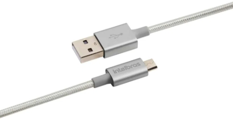 Cabo USB - Micro USB Branco nylon 1,5m Intelbras EUAB 15NB