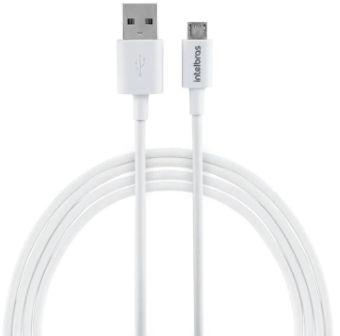 Cabo USB Micro - USB Branco PVC 1,2m Intelbras EUAB 12PB