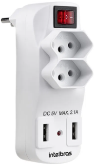 Adaptador 2 Tomadas e 2 USB EAC 1002 Intelbras