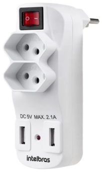 Adaptador 2 Tomadas e 2 USB EAC 1002 Intelbras