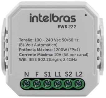 Controlador de Ambientes 2 Interruptores Smart Wi-Fi Intelbras EWS 222