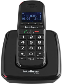 Telefone Sem Fio Intelbras TS 63 V Preto