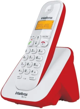 Telefone Sem Fio TS 3110 Branco e Vermelho Intelbras