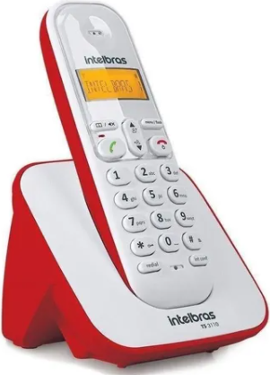 Telefone Sem Fio TS 3110 Branco e Vermelho Intelbras