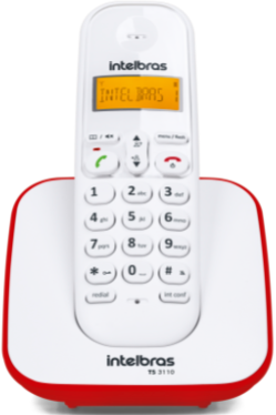 Telefone Sem Fio TS 3110 Branco e Vermelho Intelbras