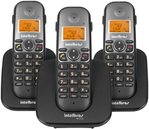 Kit Telefone Sem Fio Base + 2 Ramais TS 5123 Intelbras