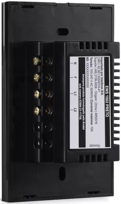 Interruptor Smart Wi-Fi Touch 2 Teclas Intelbras EWS 1002 Preto