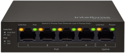 Switch 5 Portas Fast Ethernet 4 Portas PoE Intelbras SF 500 PoE