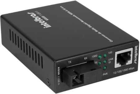 Conversor Mídia Gigabit Monomodo 20 Km Intelbras KGSD 1120 B
