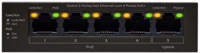 Switch 5 Portas Fast Ethernet 4 Portas PoE Intelbras SF 500 PoE