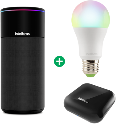 Kit Smart Speaker + Lâmpada Smart + Controle Remoto Smart Izy Intelbras