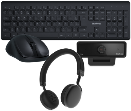 Kit WebCam USB CAM-720p + Headset Bluetooth Focus Style Black + Teclado e Mouse CSI50 Sem Fio Intelbras
