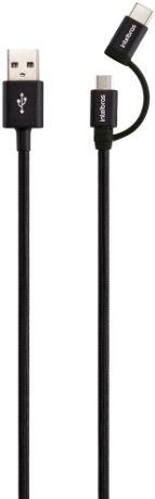 Cabo USB - Micro USB e USB - USB C Preto nylon 1,5m Intelbras EUABC 15NP