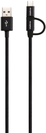 Cabo USB - Micro USB e USB - USB C Preto nylon 1,5m Intelbras EUABC 15NP