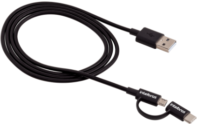 Cabo USB - Micro USB e USB - USB C Preto PVC 1,2m Intelbras EUABC 12PP