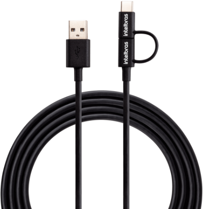 Cabo USB - Micro USB e USB - USB C Preto PVC 1,2m Intelbras EUABC 12PP