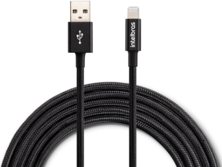 Cabo USB - Lightning Preto nylon 1,5m Intelbras EUAL 15NP