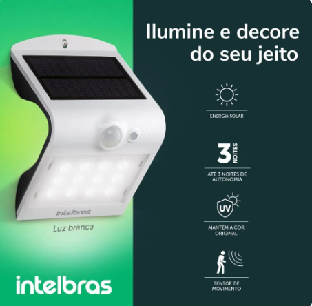 Arandela Solar Intelbras ASI 220 Luz Branca